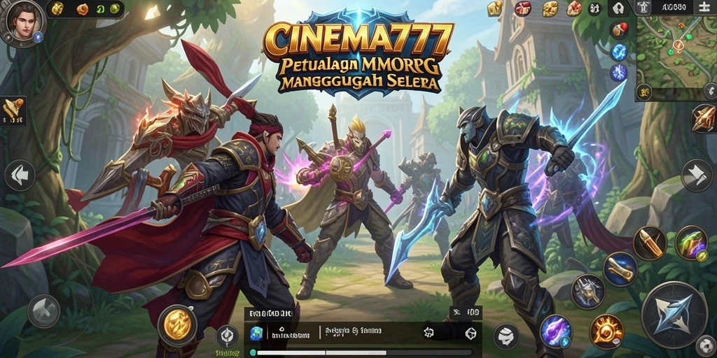 Screenshot utama CINEMA777 menampilkan aksi seru dalam gameplay MMORPG.