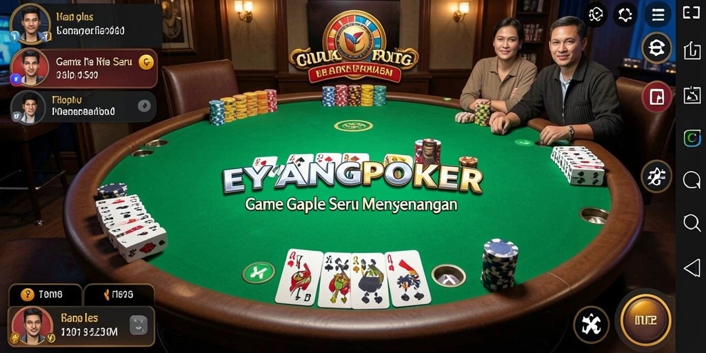 Tampilan gameplay seru di EYANGPOKER saat bermain Gaple.