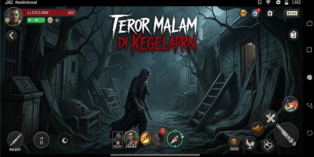 Screenshot menampilkan momen mencekam di JJ62 dengan atmosfer kegelapan.