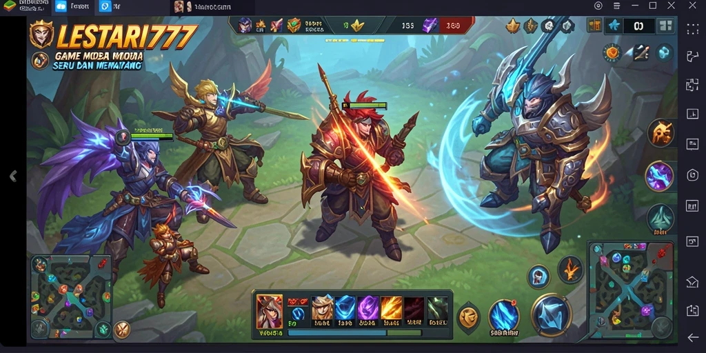 Screenshot gameplay LESTARI777 menampilkan pertarungan seru antar pahlawan.