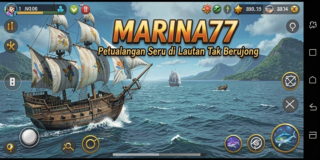 Tampilan gameplay <strong>MARINA77</strong> yang menunjukkan petualangan seru di lautan.
