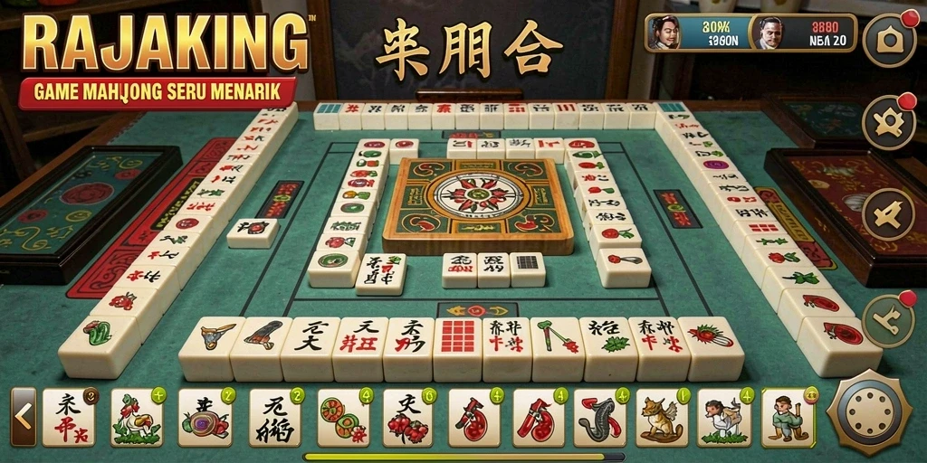 Tampilan menarik dari gameplay RAJAKING Mahjong.