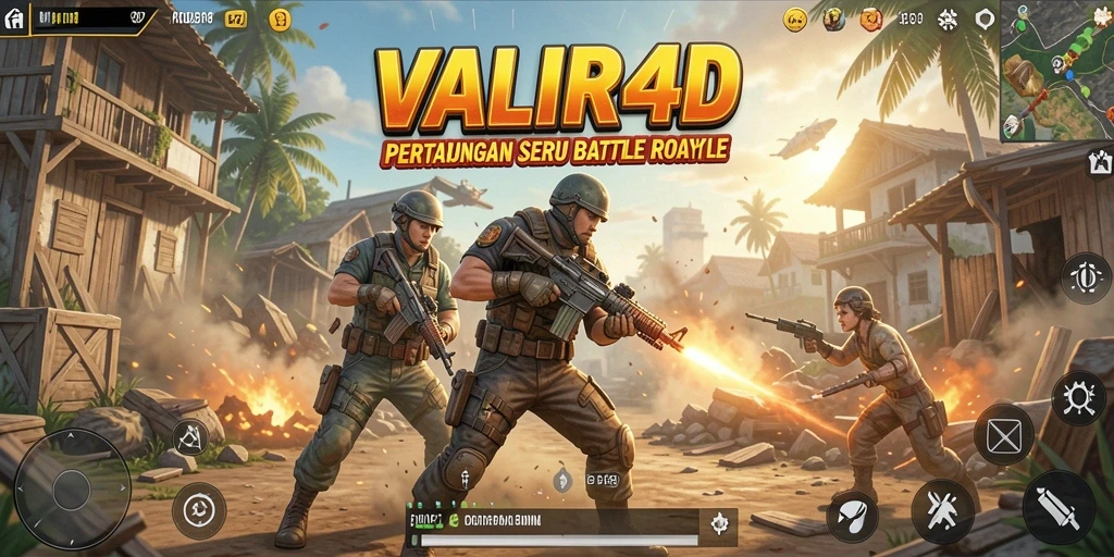 Screenshot menampilkan aksi seru di VALIR4D dalam pertarungan Battle Royale.